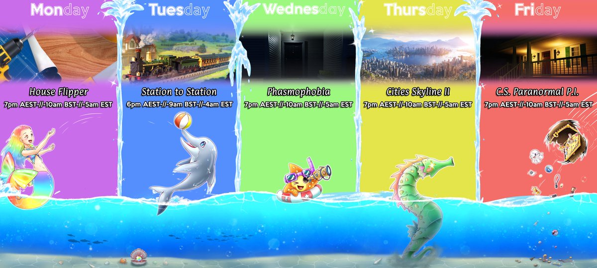 _h2oQueen_'s tweet photo. Hey Dream Stream Family, this is the schedule for the 20th until 27th of Nov. Looking forward to seeing you all there 🧜♀️💧 https://t.co/jWfJ0KZUez #Twitch #TwitchStreamer #HouseFlipper #StationtoStation #Phasmophobia #CitiesSkylineII #CSPPI #GamerLife #GamerGirl #Gaming #GameOn https://t.co/cj7kMhWS5i