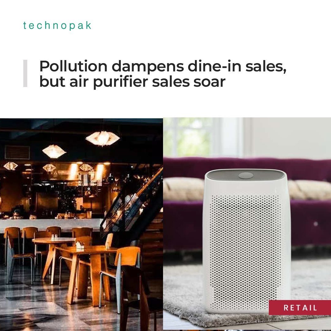 Polluted air in Delhi-NCR and Mumbai has lowered by 30% dine-in sales at restaurants and bars during the peak festive season. However, sales of masks and air purifiers for homes and cars have shot up 70-100%. #pollution #airpurifiers #dineinsales #retail #apparel