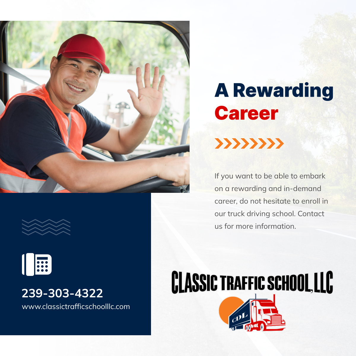classctfcschllc's tweet photo. Being a truck driver is a rewarding career for those who value independence and adventure, offering the chance to explore the open road while earning a stable income.

#TrainingPrograms #FortMyersFL #TruckDriver #RewardingCareer https://t.co/0EAMghuwje