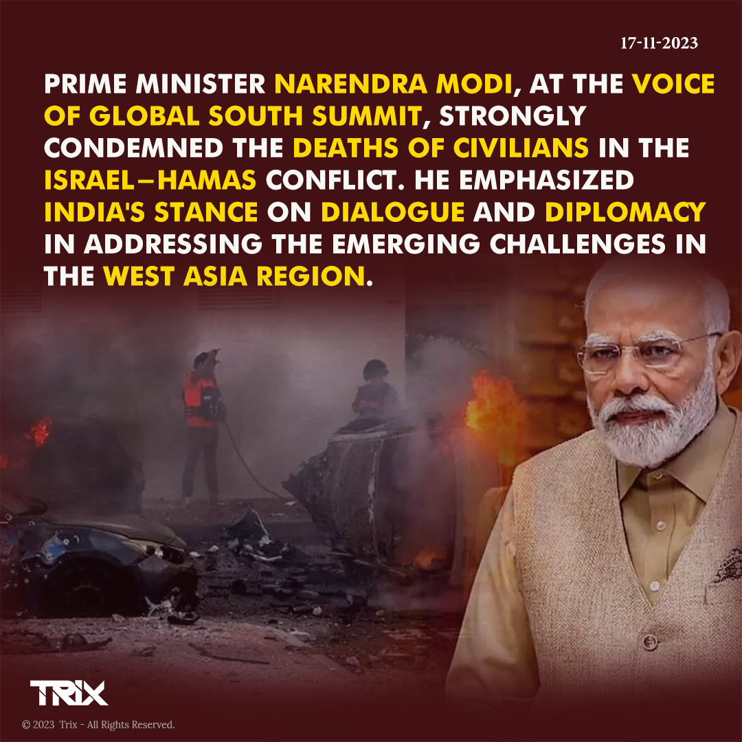 'PM Modi Strongly Condemns Civilian Deaths in Israel-Hamas Conflict, Advocates Dialogue at Global South Summit'

 #PMModi #GlobalSouthSummit #IsraelHamasConflict #DialogueForPeace
#trixindia