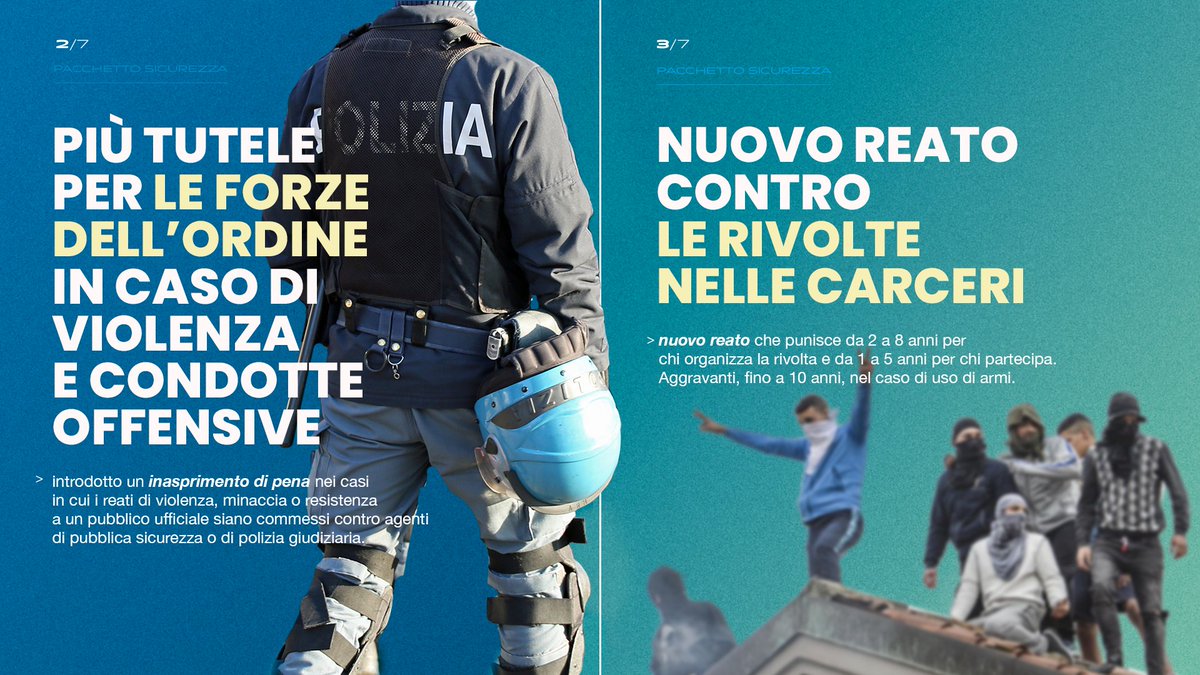 GiorgiaMeloni's tweet photo. Ecco riassunte alcune misure del “pacchetto sicurezza” approvate ieri in Consiglio dei Ministri https://t.co/mSoPRB2DHa