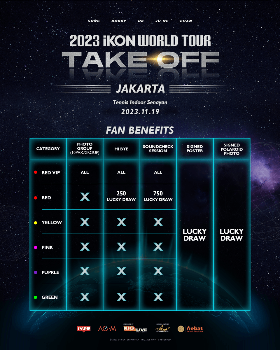 @kigliveid proudly presents: iKON WORLD TOUR: TAKE OFF in JAKARTA Jangan lewatin momen keseruan bareng iKON pada 19 November 2023 di Tennis Indoor Senayan. Tiket dapat dibeli via kiglive.id #iKONTakeOffinJakarta