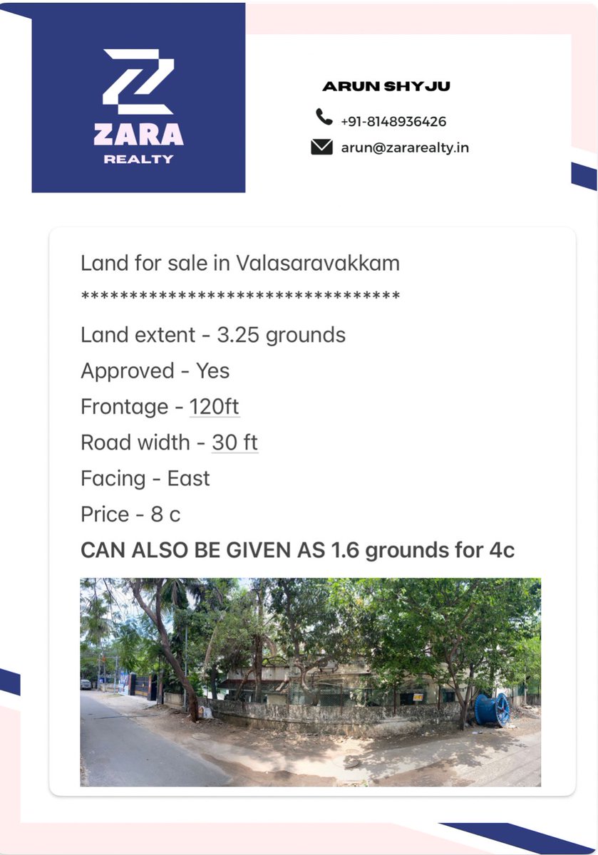 Approved Land for sale in Valasaravaakam, for details please WhatsApp the below number #RealEstate #Chennai #ChennaiRealestate #Buying #Selling