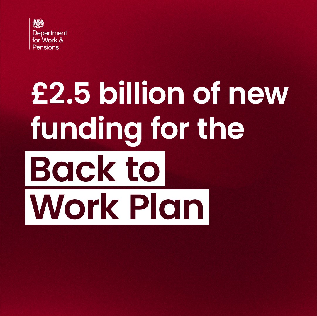 DWPgovuk's tweet photo. "We are rolling out the next generation of welfare reforms to help more people start, stay and succeed in work" - Work and Pensions Secretary @MelJStride
A new #BackToWorkPlan has been announced with Chancellor @Jeremy_Hunt and Health and Social Care Secretary Victoria Atkins https://t.co/U9w4oTYyNa
