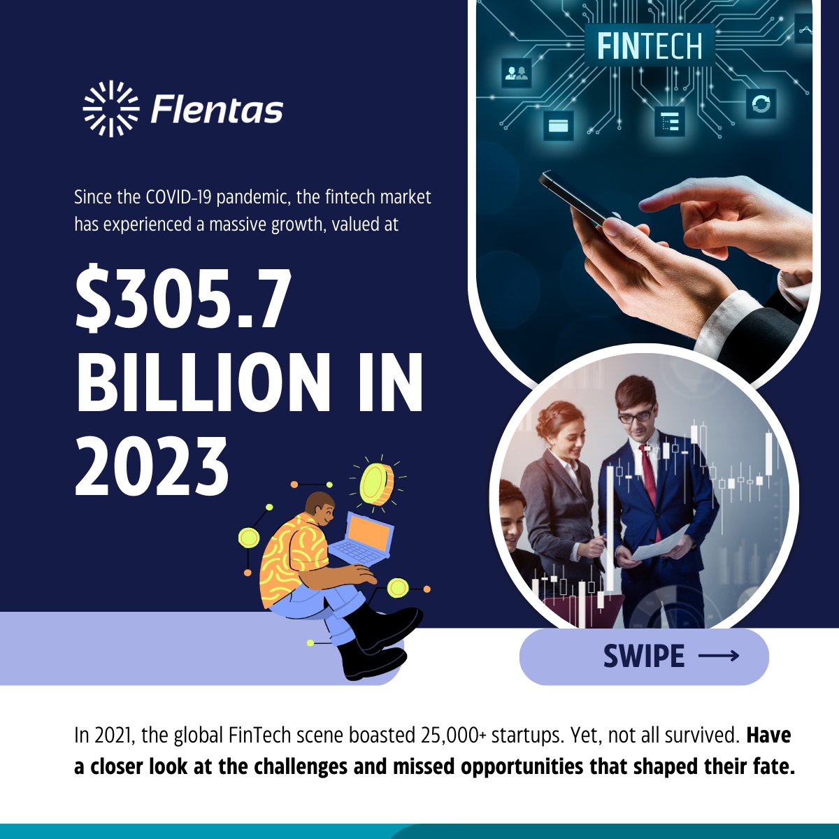 flentastech's tweet photo. The fast-paced world of FinTech has been nothing short of a revolution, with startups mushrooming globally. Data security, tech expertise, and personalization are the pillars upon which success in the FinTech world is built. https://t.co/MXQbUoDHfe