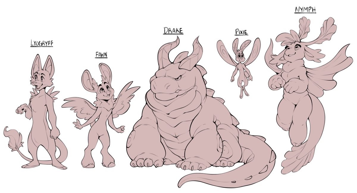 MeanBeanStudios's tweet photo. Workin on some lore stuff for my original story.  These be the five sentient races/species in “Cosmic Destiny” https://t.co/4BTZ4UKh4t
