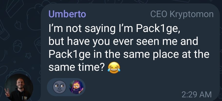 pack1ge's tweet photo. Sooner or later we will all have a little Pack1ge inside us 🫂

#Pack1ge #WoKlife #ὣ 
#kmon #kryptomon #NFTGaming 
#CryptoGaming #GameFi #WoK #NFTCollection #friendlystranger https://t.co/hIUr9XXHME
