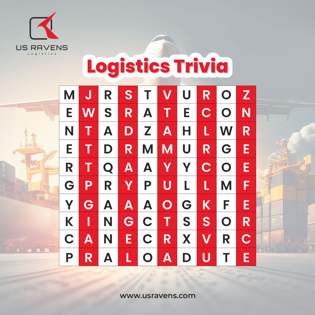USRavens1's tweet image. Comment on the 4 words you see.
Hurry up and comment Below😉

#USRavens #LogisticsTrivia #logistics #logisticscompany #truckingsolutions #TriviaTime #fun #friday #weekendfun #HurryUpGuys