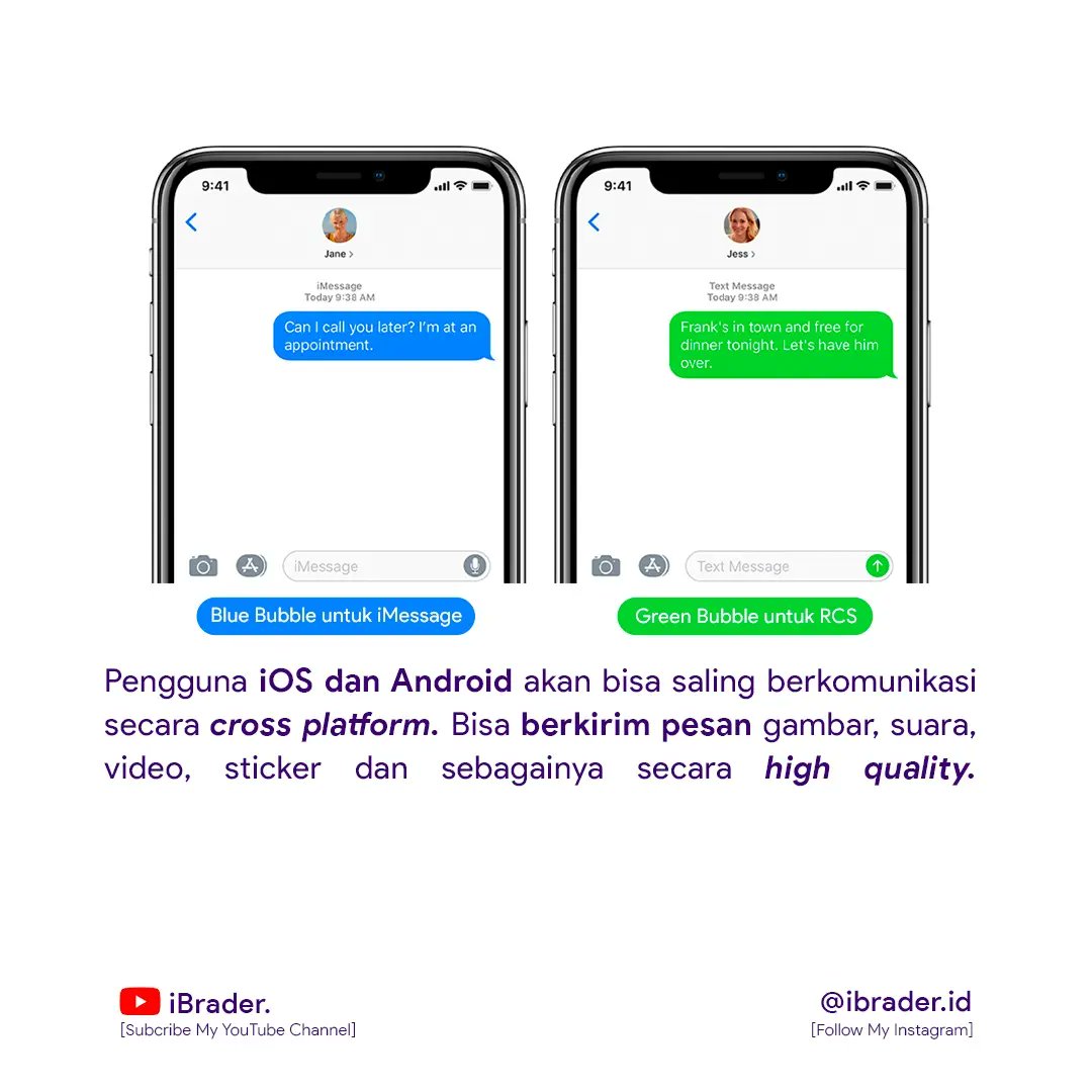 erps21new's tweet image. Apple akan merilis fitur RCS (Rich Communication Services) pada ditahun 2024 mendatang.
#imessage #iosfeatures #iosfeature #iosupdate #iosupdates #apple #iphone #android #google #rcs