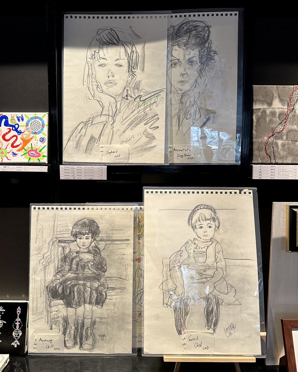 【AHA展 2023】
🖼️出展作作品のご紹介 2🖼️ 

左上から
1.Shepherd
2.Portrait of a Young Man
3.Mourning Child
4.Maiden Figure (奥側)
5.Seated Child 