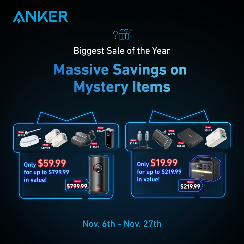 AnkerOfficial's tweet photo. Why settle for just discounts? Shop our Black Friday sale and stand a chance to win a mystery item worth up to $800.