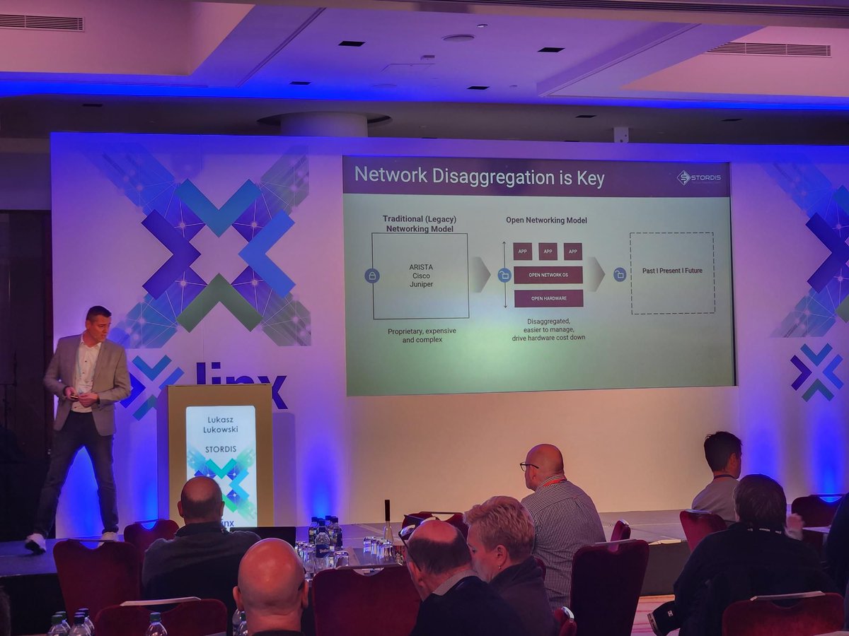 STORDIS_GmbH's tweet photo. Day 1 of #LinxEvent2023 is off to a great start!🌐

Łukasz Łukowski, your presentation on Revolutionizing Telecoms with #400G OpenZR+ in Open Networking Platforms was truly groundbreaking.

#STORDIS #SilverMember #LINX120 #OpenNetworking #TechEvent #Interconnection #OpenZR https://t.co/InkLeamudL