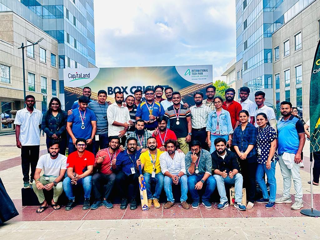 Applied_India's tweet photo. With cricket fever all around, here are glimpses of #AppliedMaterialsIndia team, who fought to secure the runner-up position at the Box Cricket Championship organized by International Tech Park Bangalore during their annual Cultural Fest -Livewire 2023.

#WeAreApplied #WeWorkHere https://t.co/wJ8OHaawbw