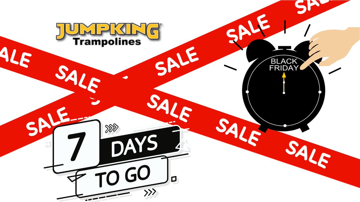 It's the one-week countdown to Black Friday (24th) 🏷️

Up to 20% OFF selected products and selected FREE gifts up to the value of £149.99

jumpking.eu/blog/post/jump…

#BlackFriday2023 #BlackFridayDeals #BlackFridayOffers #BlackFridaySales #JumpKing #JumpKingTrampolines