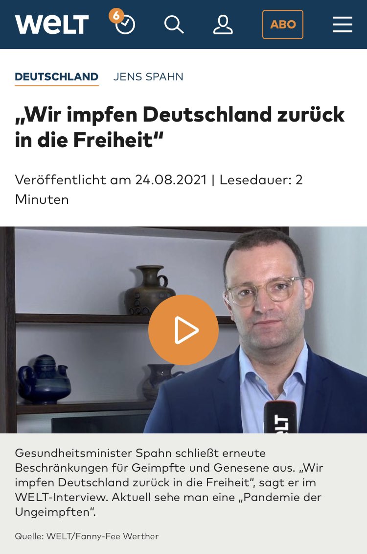 Ich habe von #YoungGlobalLeader-#Bilderberger-#MrDigitaleKrankenakte-#WirImpfenUnsInDieFreiheit-#Schulschließer-#MaskenDealer- @jensspahn übrigens bis heute keinerlei Reflexion oder Reue vernommen und folglich auch keinen Millimeter verziehen und bin verwundert, dass er sich hier…