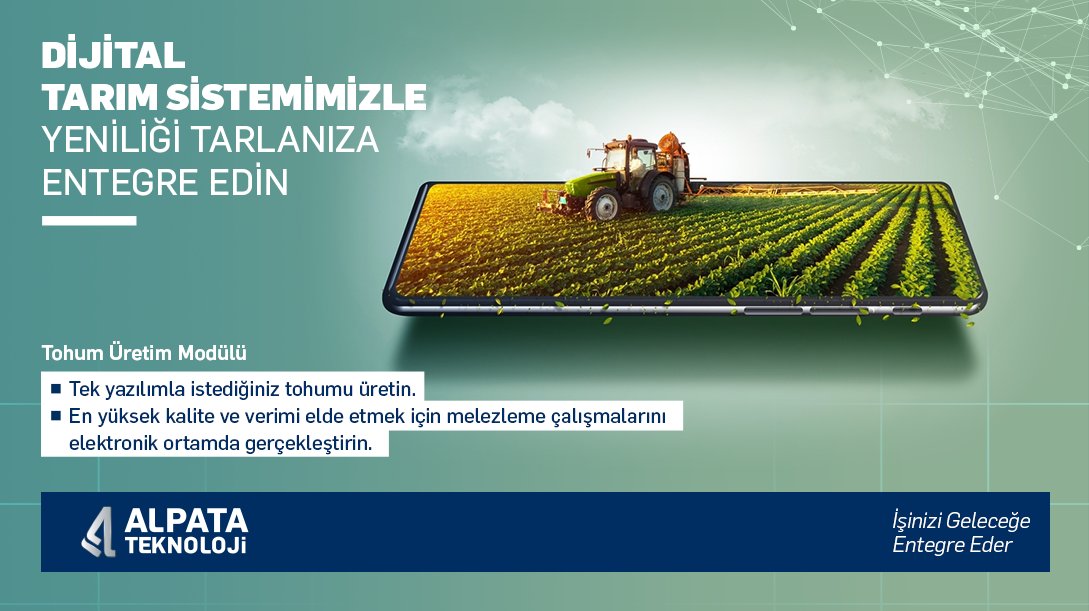 Dijital Tarım Sistemi Tohum Üretim Modülü ile tohum üretim hatlarınızda gerçekleştirdiğiniz işlemleri işletmenize uygun şekilde tanımlayabilir, tesis üretiminizi uçtan uca takip edebilirsiniz.

#AlpataTeknoloji #AlpataYazılım #teknoloji #yazılım #dijitaltarım #tarım #dijital