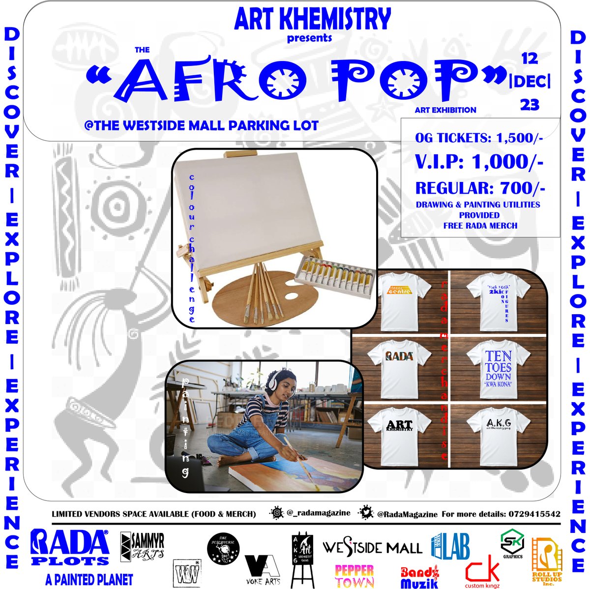 RadaMagazine's tweet photo. THE AFRO POP ART EXHIBITION going down on 12/12/23 at the Westside Mall Nakuru. Book your tickets now. @rollupstudios @lepinchaze https://t.co/alNlvagC8U