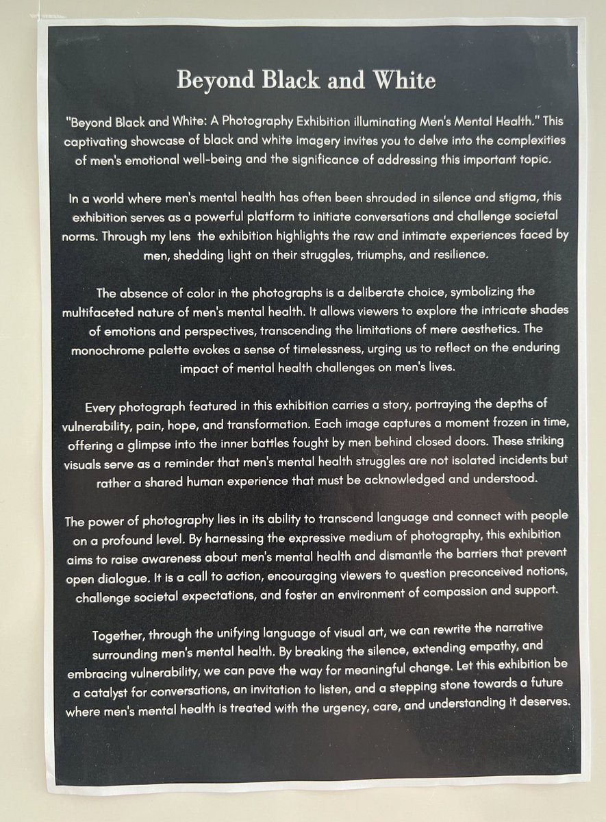 smusyoka's tweet photo. Beyond Black and White, delving into the complexities of menโs emotional well-being and the significance of addressing them - through a photography exhibition. #MentalHealth #AKUBrainHealthConference https://t.co/7ZXxqHQfI7