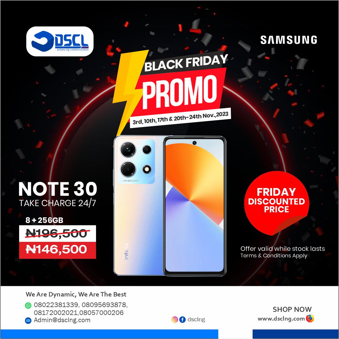 dsclng's tweet photo. Massive Black Friday Discount sales on our Infinix Products, you don't want to miss this mouthwatering offer this Friday. 

Note: Discount only available at our physical stores and valid for Friday's in November ONLY! 

T &amp; C Apply https://t.co/btu5soAeEv