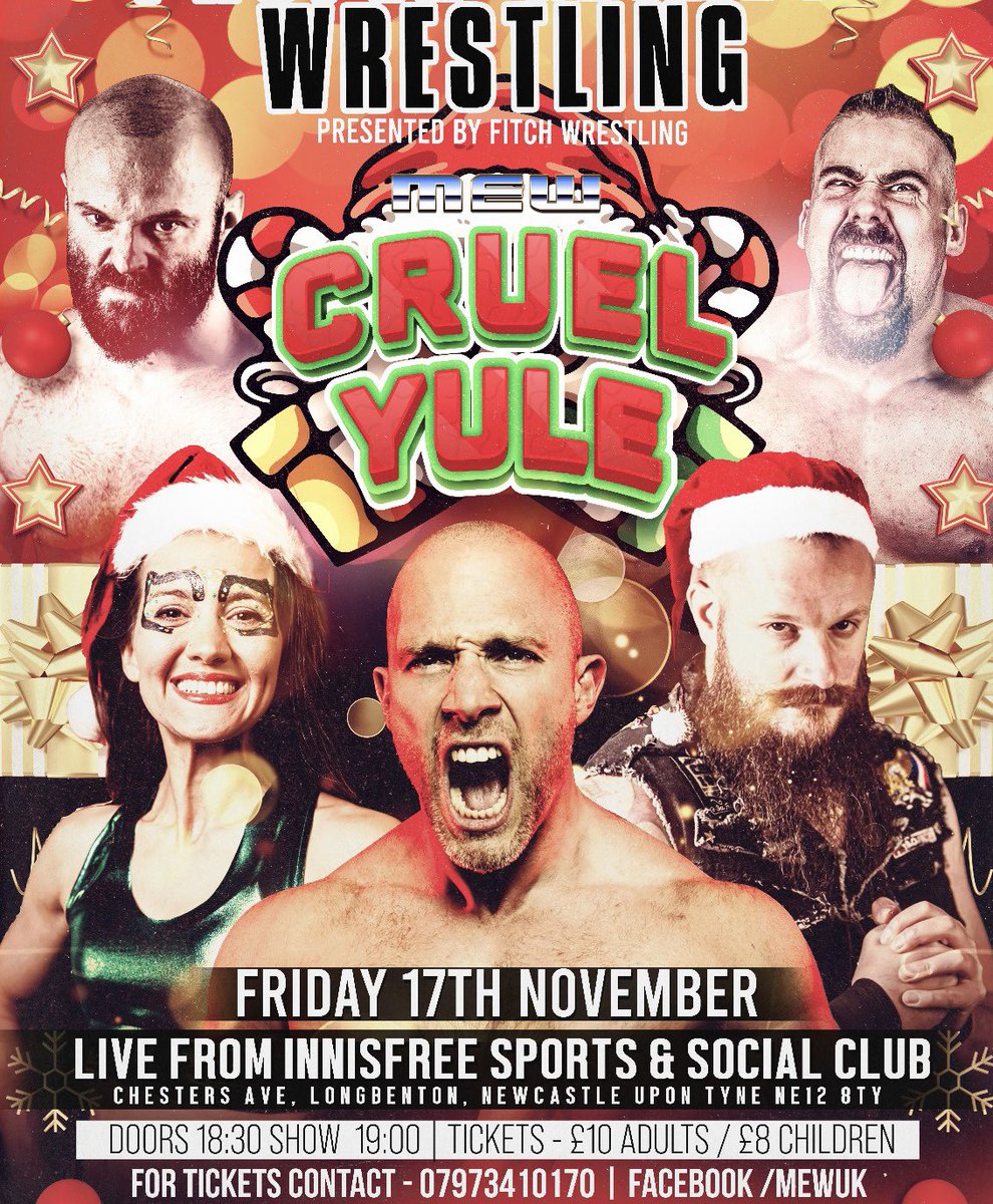 MEWrestlingUK's tweet photo. Toooonnniiighhhttt 

🔥3 title matches 🔥
🔥debut of Simon Miller🔥
🔥return of Shreddy🔥
🎅an MEW Christmas🎅 https://t.co/YYtGL8k4Y4
