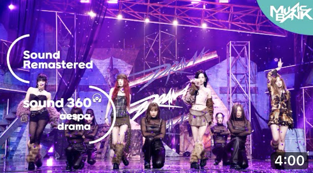 뮤직뱅크,에스파(aespa)
‘Drama’ 
입체음향 리마스터링
제작일 : 2023.11.16(By H.R.Kim)

youtu.be/vxYW2Szt7Tw?si…

#에스파 #aespa #Drama #사운드360 #가수 #음악 #케이팝 #뮤직뱅크 #MusicBank