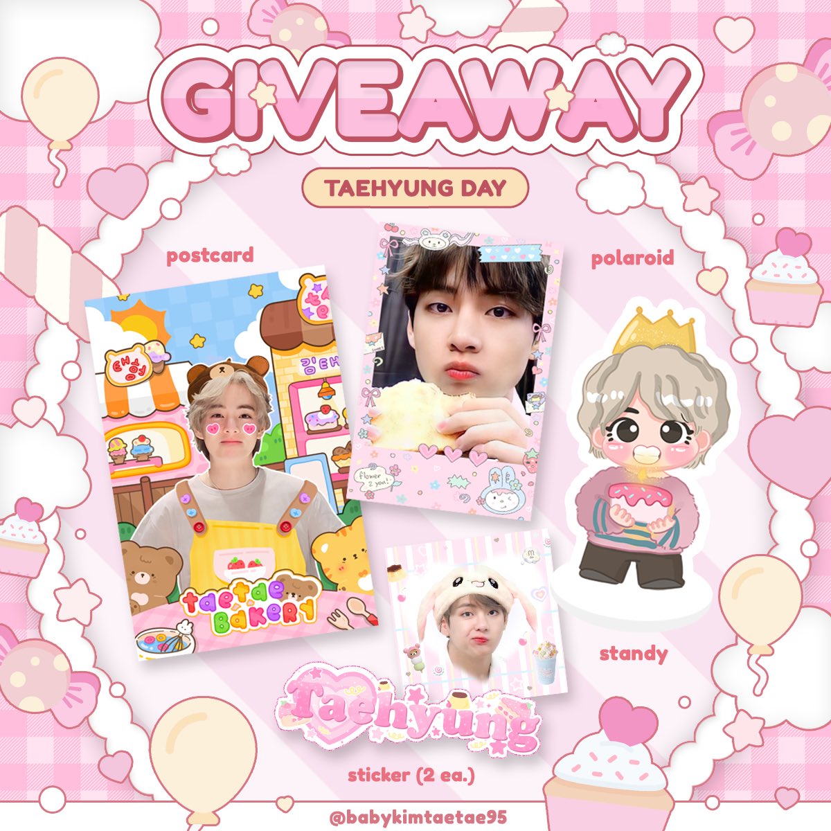 babykimtaetae95's tweet photo. 🎀 𝗣𝗟𝗦 𝗥𝗧 🍥
♡ สุ่มแจกสแตนดี้ 1 ชิ้น ♡

⭐️ 𝗚𝗶𝘃𝗲𝗮𝘄𝗮𝘆 𝗧𝗮𝗲𝗵𝘆𝘂𝗻𝗴 🎂🎉

— ★ 60 set only ★ —

🍬 Form : 25/11/23
⏳ Time : 20.00 P.M
📮 Shipping : 50 𝖻𝖺𝗁𝗍

🪄 𝘥𝘦𝘵𝘢𝘪𝘭𝘴 𝘪𝘯 𝘮𝘦𝘯𝘵𝘪𝘰𝘯 🌟

#ตลาดนัดบังทัน #HAPPYVDAY
#HappyTaehyungDay https://t.co/xqO5sVynm4