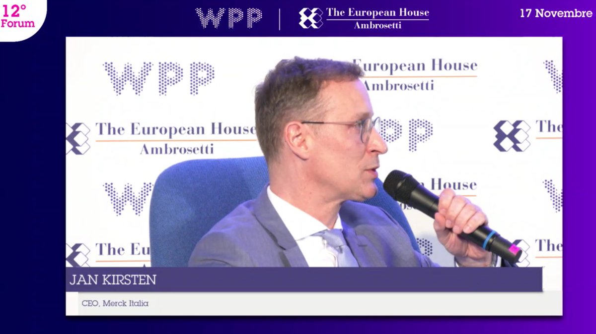 Ambrosetti_'s tweet photo. #WPPTEHA Italy is an essential part of our global and european strategy, along with France and Germany is Europe's backbone. The opportunities are very significant - Jan Kirsten, CEO @merckgroup Italia https://t.co/AVKAAeLare