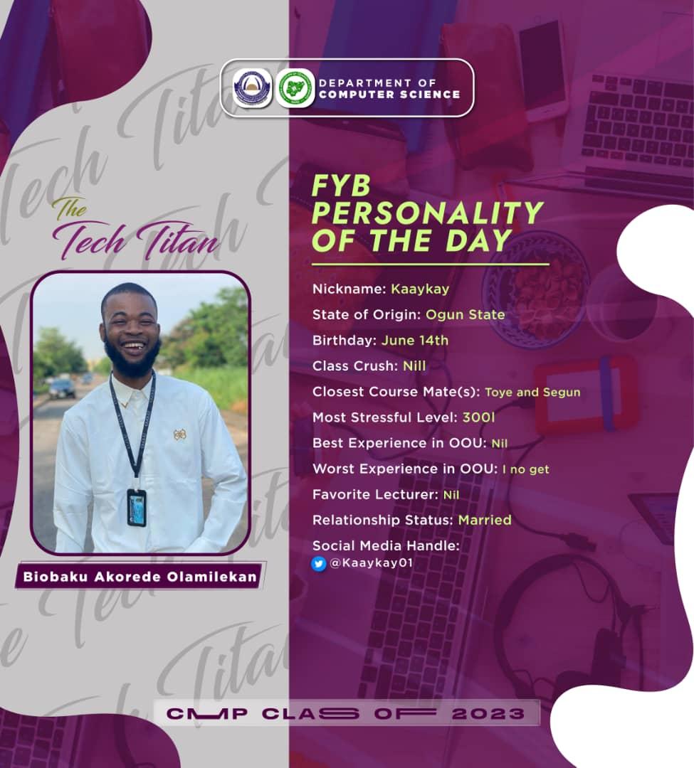 nacos_oou's tweet photo. Meet our Tech Titan for the day✨🌟
#TheTechTitans
#CMPClass23'
#FYB
#oou
#oouagoiwoye
#oouqueens https://t.co/C9a4VbzmWa