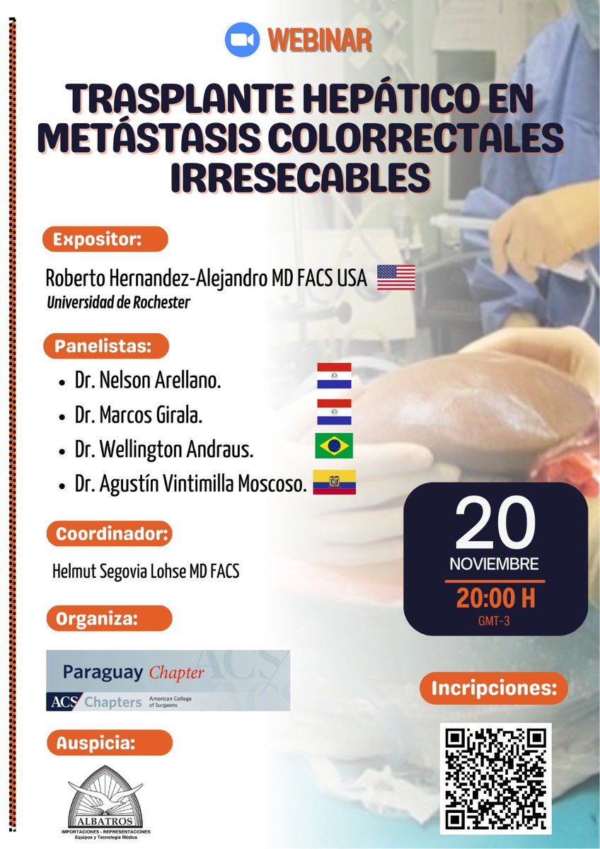 Liver Transplant for Unresectable Colorectal Liver Metastases

<a href="/hernandezliver/">Roberto Hernandez-A</a> 🇺🇸 
#WellingtonAndraus 🇧🇷
<a href="/sucovinti_/">Agustín  Vintimilla</a> 🇪🇨
<a href="/AmCollSurgeons/">American College of Surgeons</a> <a href="/AHPBA/">AHPBA</a> <a href="/IHPBA/">IHPBA</a> <a href="/EAHPBA/">E-AHPBA</a> #LiverTransplant