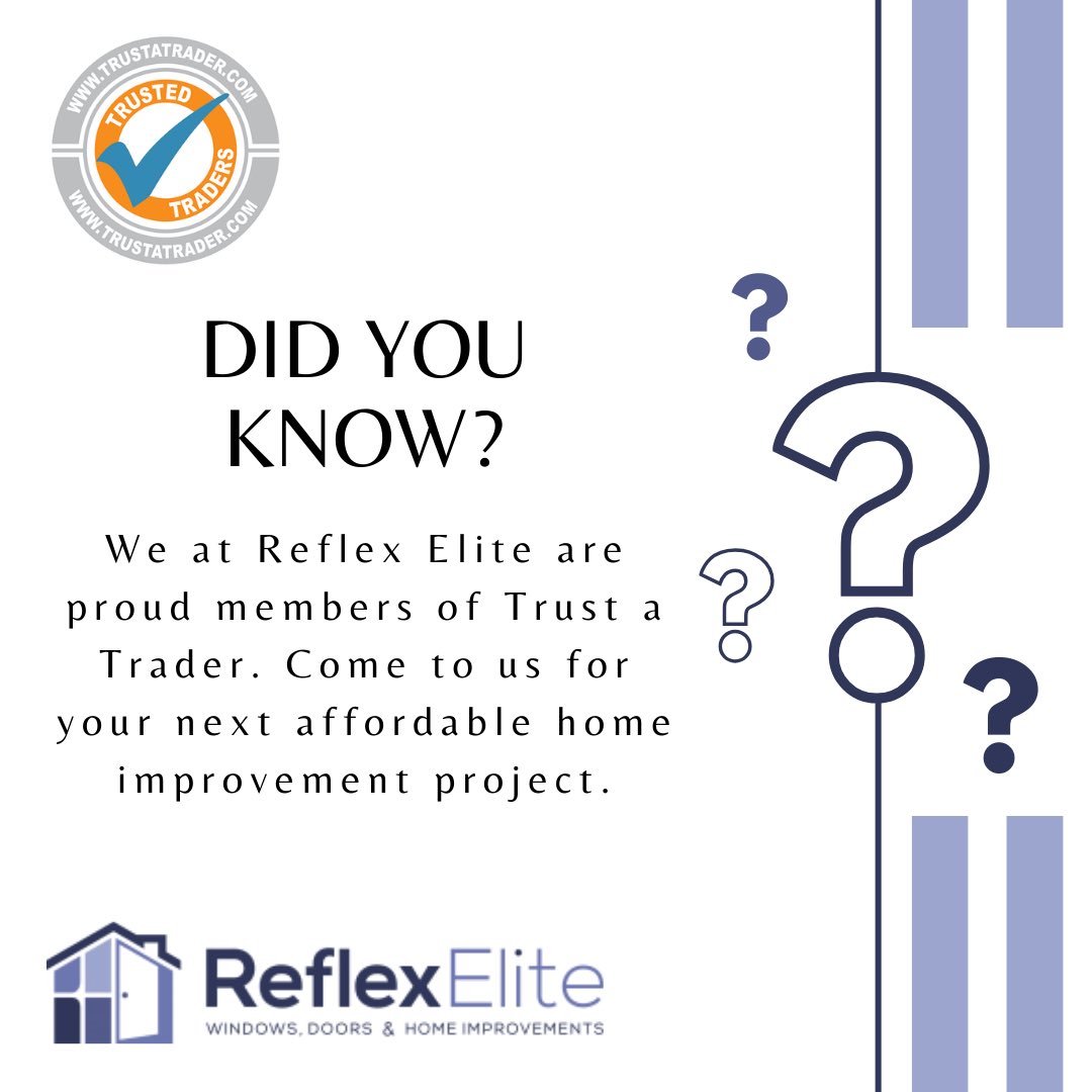 Did you know? 

We at Reflex Elite are proud members of Trust a Trader, come to us for your next affordable home improvement project. 

#welwyngardencity #hertfordshire #hertfordshireproperty #hertfordshirebusiness #hertfordshiremums #hertford #pottersbar #stevenage #london #home