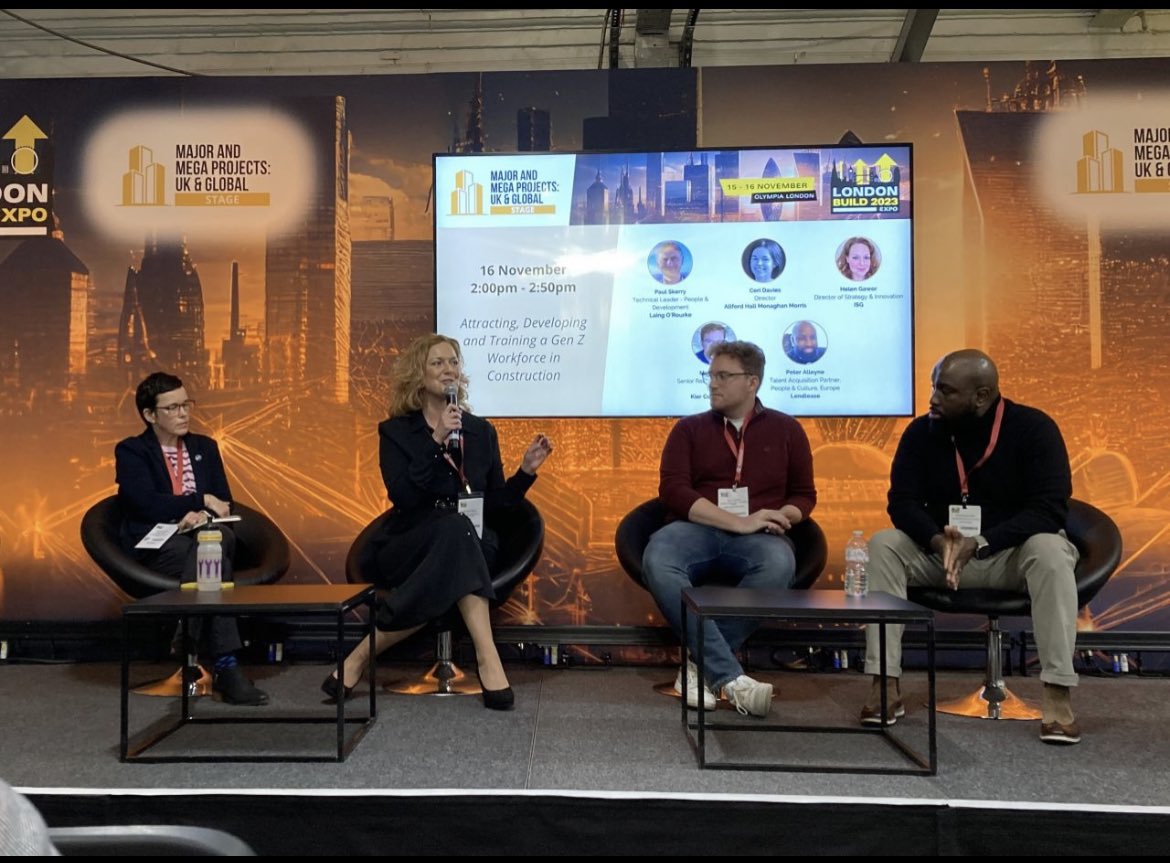 Was great fun to take the stage at @LondonBuildExpo yesterday to discuss how we attract and retain GenZ into #Construction. The question perhaps should be- how do we bring digital natives into a predominantly analogue industry?