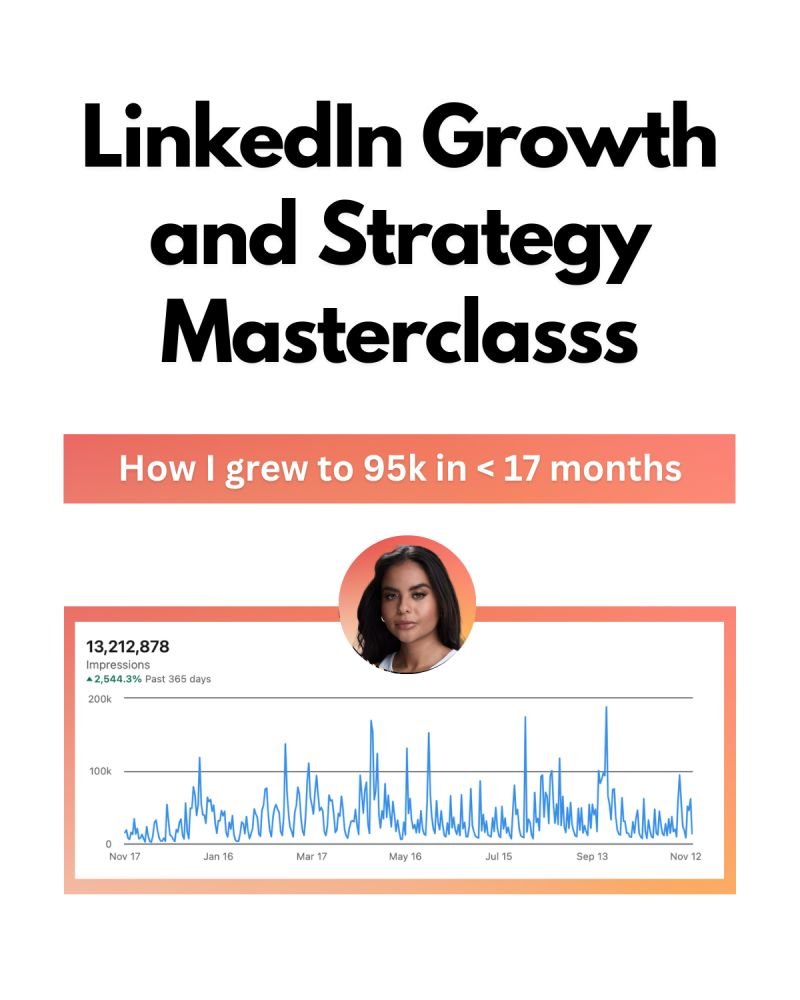 I grew my LinkedIn to 95K and 100k+ in &lt; 17 months.

But I could've done it in 6.

So I put together a 60-minute LinkedIn Masterclass for you showing you how.

Want me to DM it to you for free?

Follow me
Like &amp; Reply "Send"
RT this tweet.