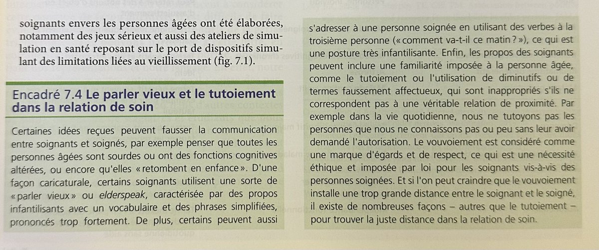 CTrivalle's tweet photo. Dans le chapitre âgisme de la nouvelle édition de « Gériatrie pour le praticien) de @jbelmin et al, un paragraphe sur le tutoiement 👇 https://t.co/ZA28vg3HNs