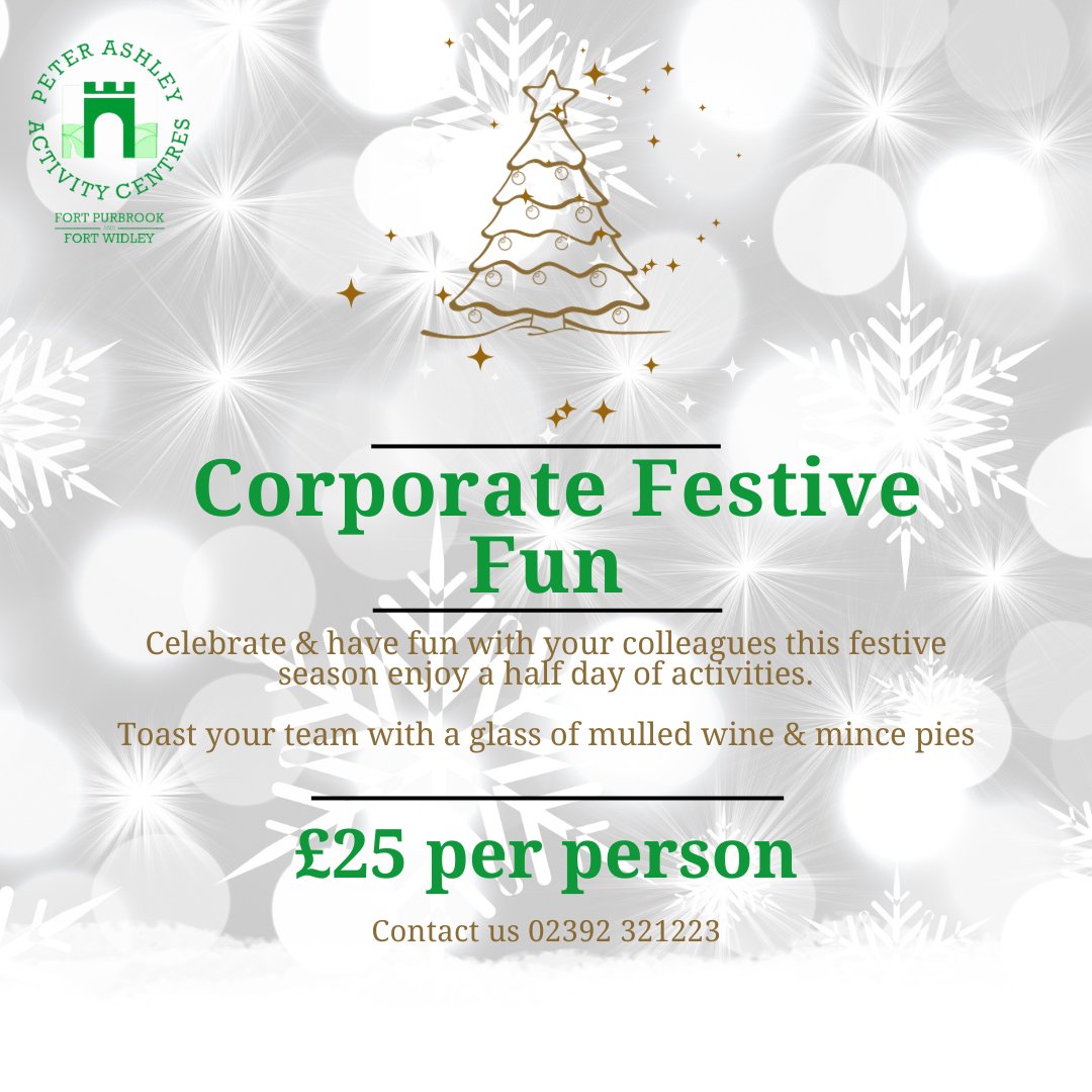 Would you like to get your team out of the office for some festive fun?
Chose 2  instructor led activities (group sizes max 12) &amp; we'll include base camp room, hot refreshments, wi-fi, parking . . . 

👉🏽📧office@peterashleyactivitycentres.co.uk
#Festive