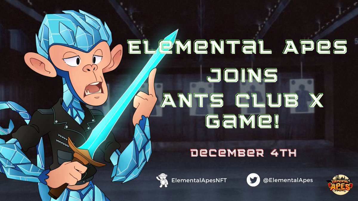 ElementalApes's tweet photo. ElementalApes Game kick off on @ElrondAntsclub platform on the December 4th! 🕹️ 

Join us for thrilling gaming adventures and a shot at winning $EGLD, exclusive NFTs, and $ELM tokens! 🏆

Save the date! 🔥💻 
#ElementalApesGames #AntsClubX #CryptoGaming https://t.co/JeuvXnzMEk