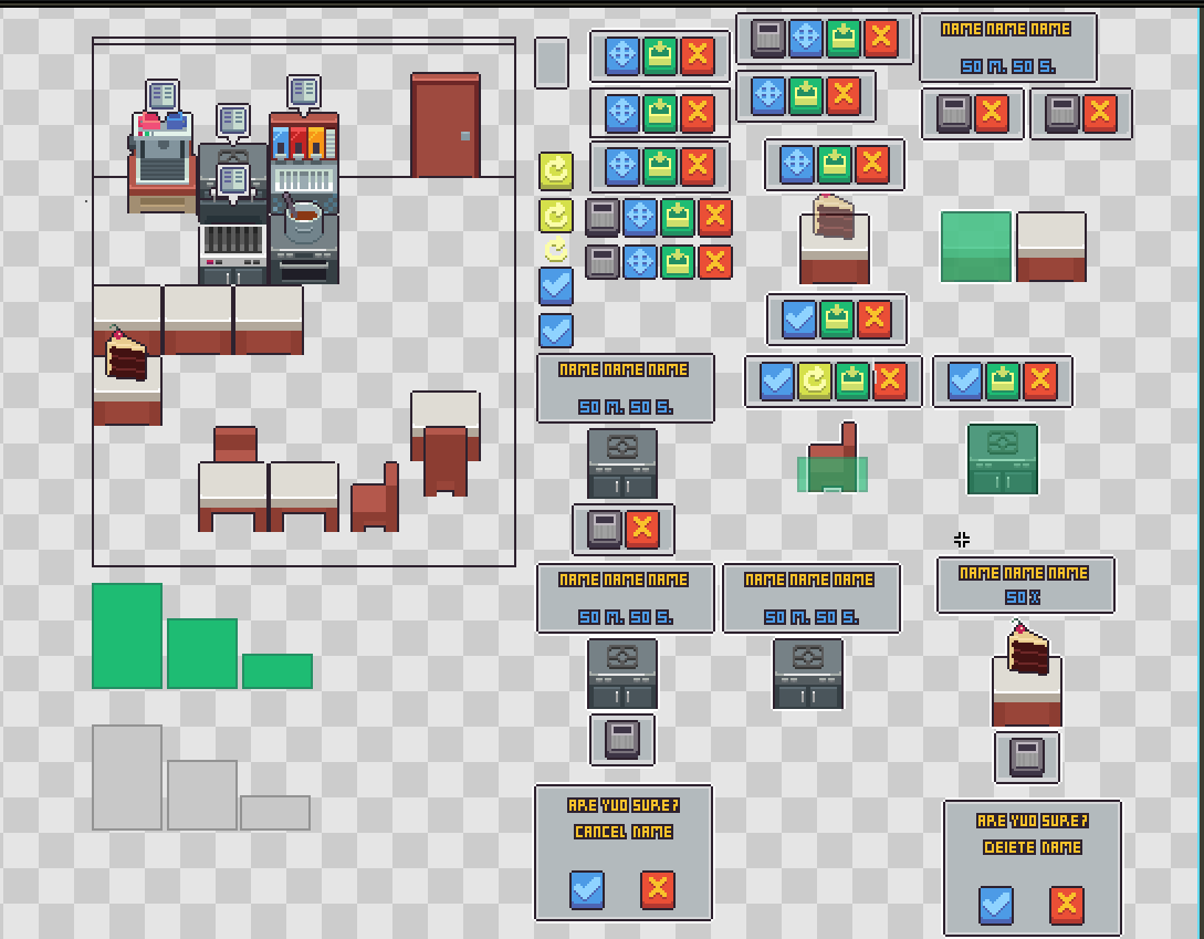 H0ndredEx's tweet photo. UI concepts and iterations for a decor and food management game.
#gameconcepts #uiux #indiedev #solodev 
#gamedev #gamedevelopment #pixelart #pixelartist https://t.co/qapnzjDn2c