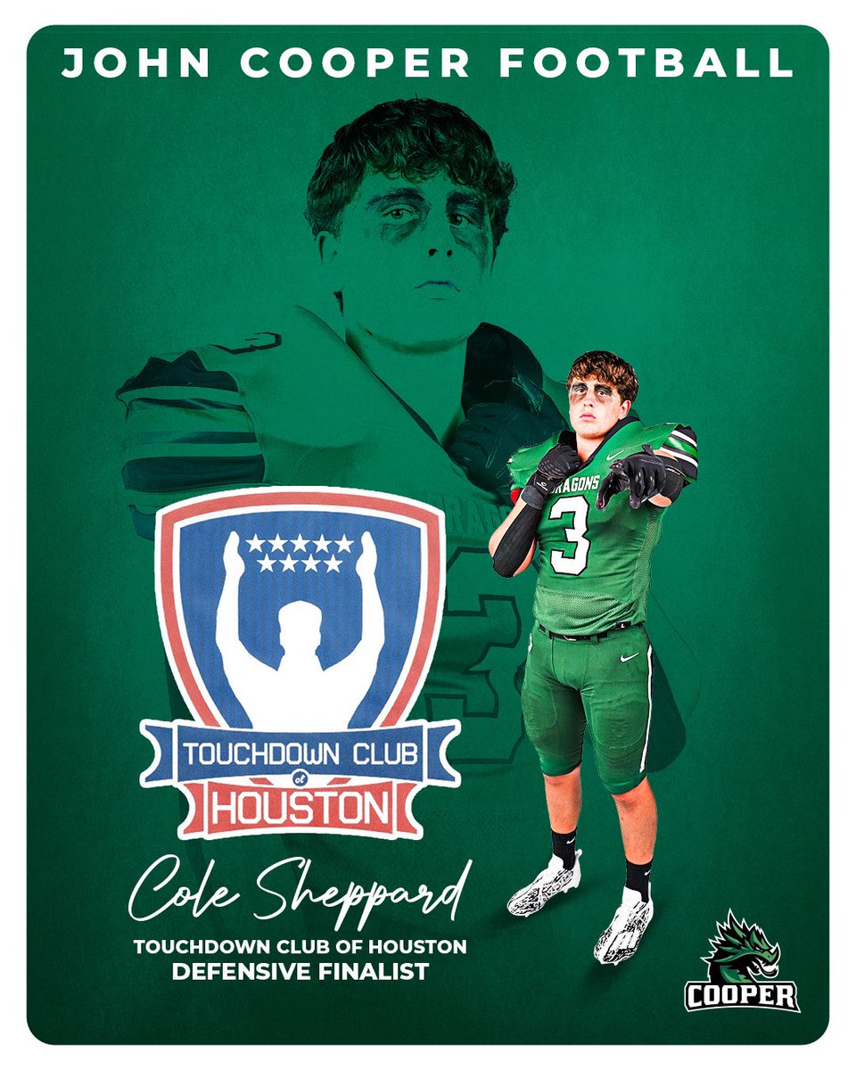 JCS_Football's tweet photo. In ELITE company! Congratulations @cole_sheppard03 on being named @HoustonTDClub Defensive Player of The Year Finalist!! https://t.co/UbtM3jr9D9