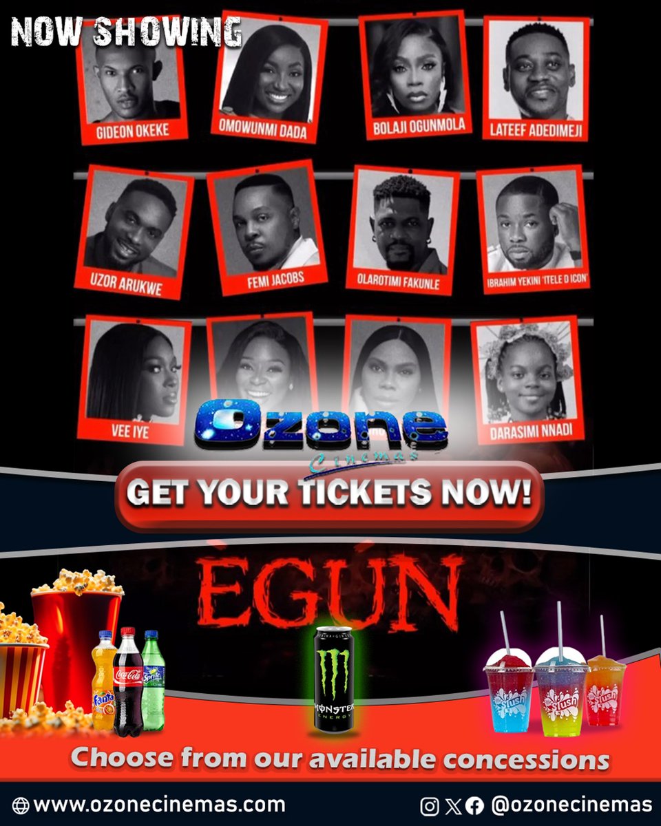 OZONE CINEMAS (@ozonecinema) on Twitter photo Starring @adedimejilateef <a href="/omawunmidada/">omawunmi dada</a> <a href="/veeiye/">VEE.</a> @femijcaobs <a href="/uzorarukwe/">Uzor ‘Dark Horse’ Arukwe</a> @ejuraokee @tomike_a among others.
Get your ticket and book your reservations @OzoneCinemas.
#ozonecinemas #theater #bigscreen #nollywood #entaertainment #egun #moives #nowshowing #weekendmovies Starring @adedimejilateef <a href="/omawunmidada/">omawunmi dada</a> <a href="/veeiye/">VEE.</a> @femijcaobs <a href="/uzorarukwe/">Uzor ‘Dark Horse’ Arukwe</a> @ejuraokee @tomike_a among others.
Get your ticket and book your reservations @OzoneCinemas.
#ozonecinemas #theater #bigscreen #nollywood #entaertainment #egun #moives #nowshowing #weekendmovies