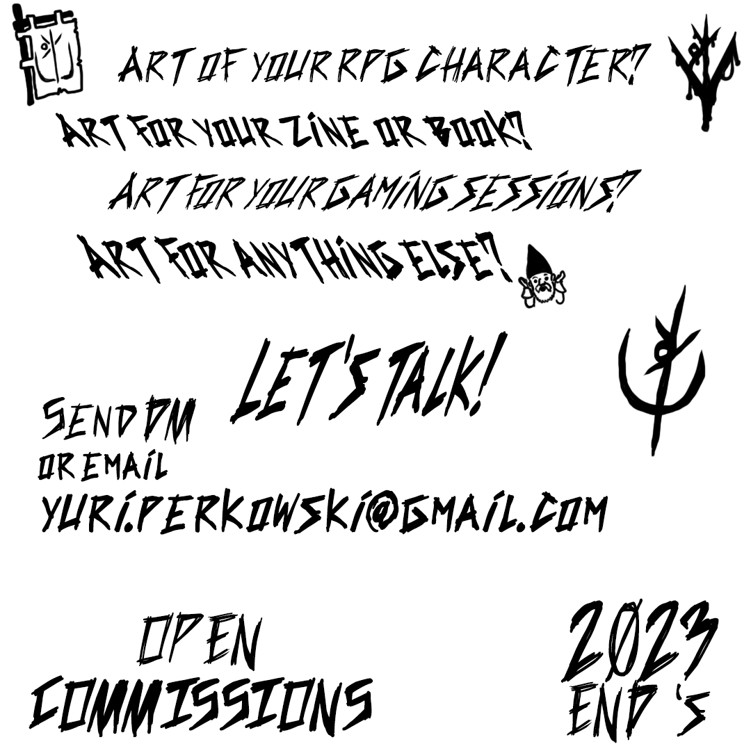 Hi Yuri here!
I am an artist focused on black and white art with my own technique of pointillism combined with high contrast.
I've done a lot of art for different RPG books like Shadowdark, OSE, Warlock! and others!

contact is: yuri.perkowski@gmail.com

#commisionsopen #art