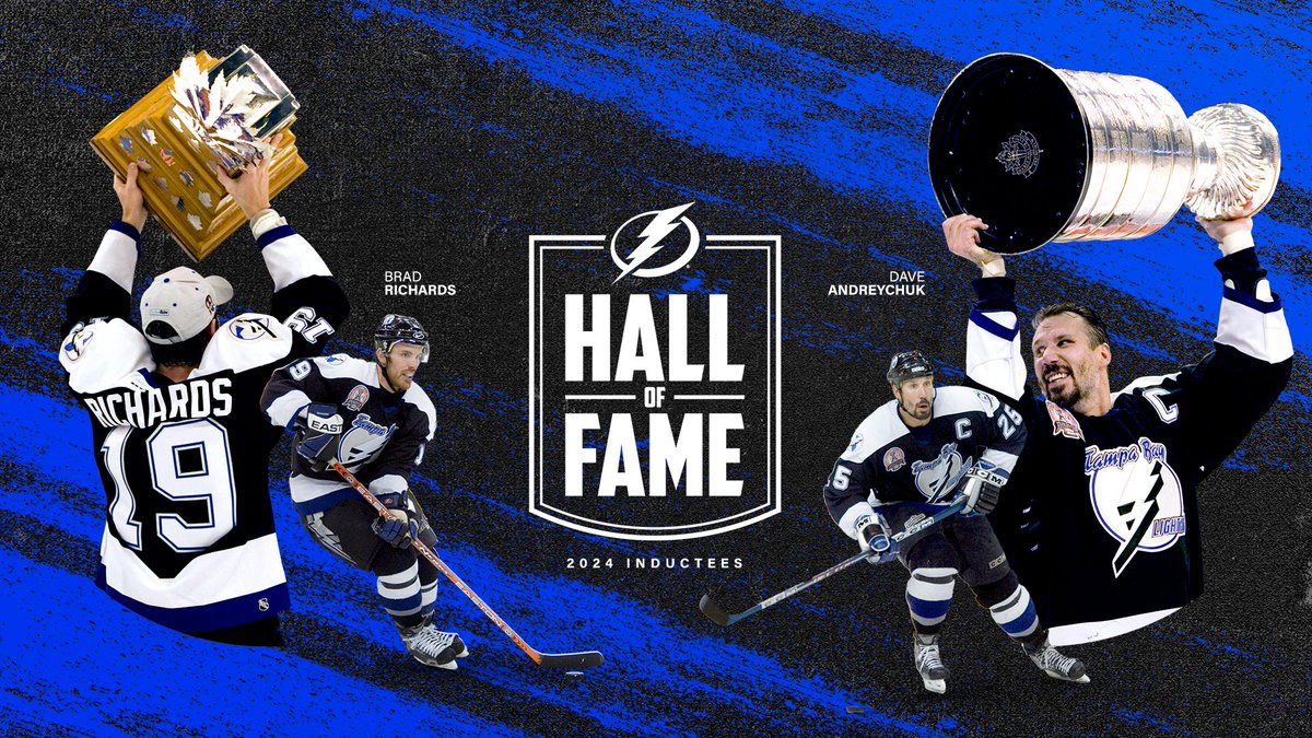 We are excited to announce our 2024 Hall of Fame Class, featuring 2004 Stanley Cup Champions Dave Andreychuk and Brad Richards. ⚡️

Save the date to celebrate with us March 8-9. 

Details ➡️ tbl.co/hofannounce24