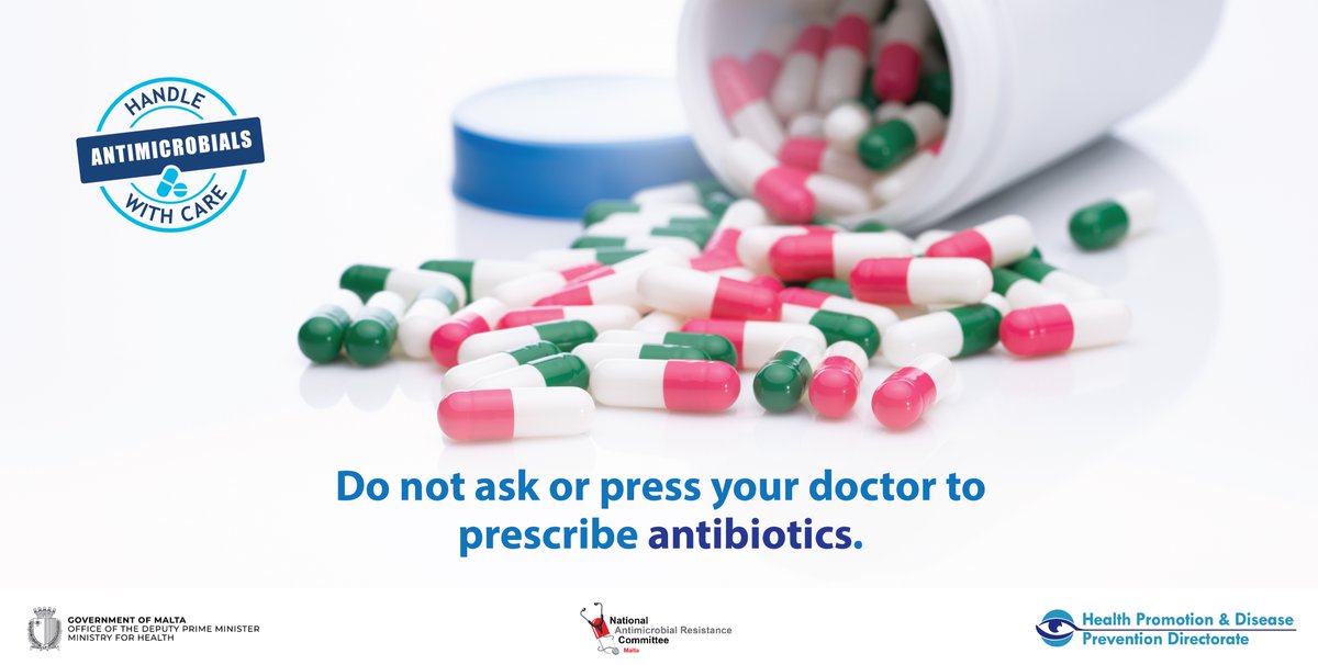 Antibiotics should only be prescribed by your doctor when in need. 💊🧬 #WAAW2023 #Letsusethemwisely #HPDPMalta