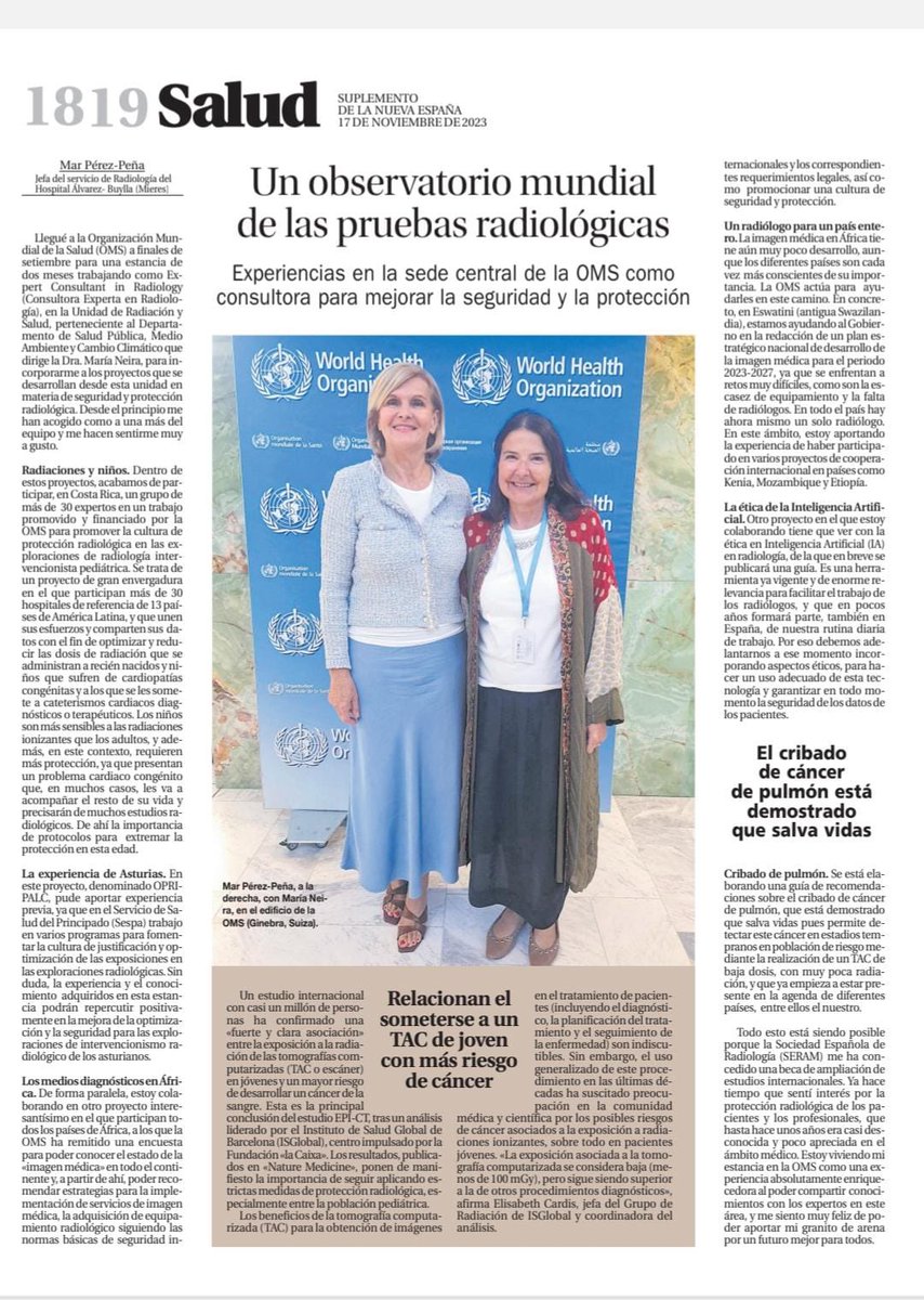Sara Lojo (@saralojo86) on Twitter photo De Asturias a lo más alto de la salud mundial. Enhorabuena <a href="/marperezpena/">Mar Perez</a> y gracias por tu trabajo sobre Radiación ionizante y protección de los pacientes 👏🏻👏🏻👏🏻👏🏻👏🏻 <a href="/DrMariaNeira/">Dr Maria Neira</a>
<a href="/SERAM_RX/">SERAM - Sociedad Española de Radiología Médica</a> <a href="/residentesSERAM/">Residentes SERAM</a> <a href="/SEGECA2021/">SEGECA</a> De Asturias a lo más alto de la salud mundial. Enhorabuena <a href="/marperezpena/">Mar Perez</a> y gracias por tu trabajo sobre Radiación ionizante y protección de los pacientes 👏🏻👏🏻👏🏻👏🏻👏🏻 <a href="/DrMariaNeira/">Dr Maria Neira</a>
<a href="/SERAM_RX/">SERAM - Sociedad Española de Radiología Médica</a> <a href="/residentesSERAM/">Residentes SERAM</a> <a href="/SEGECA2021/">SEGECA</a>