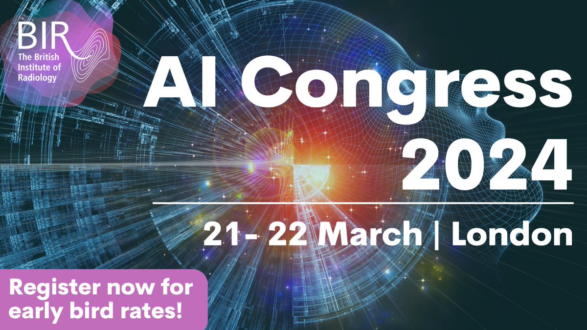 Do not miss the #AI event of the year! Early bird rates are available until the end of 2023. Last years event was a sell out - register now to secure your spot! bit.ly/AIC2024 @_the_SRT @SCoRMembers @_AXREM @RCRadiologists @BIR_AI_SIG
