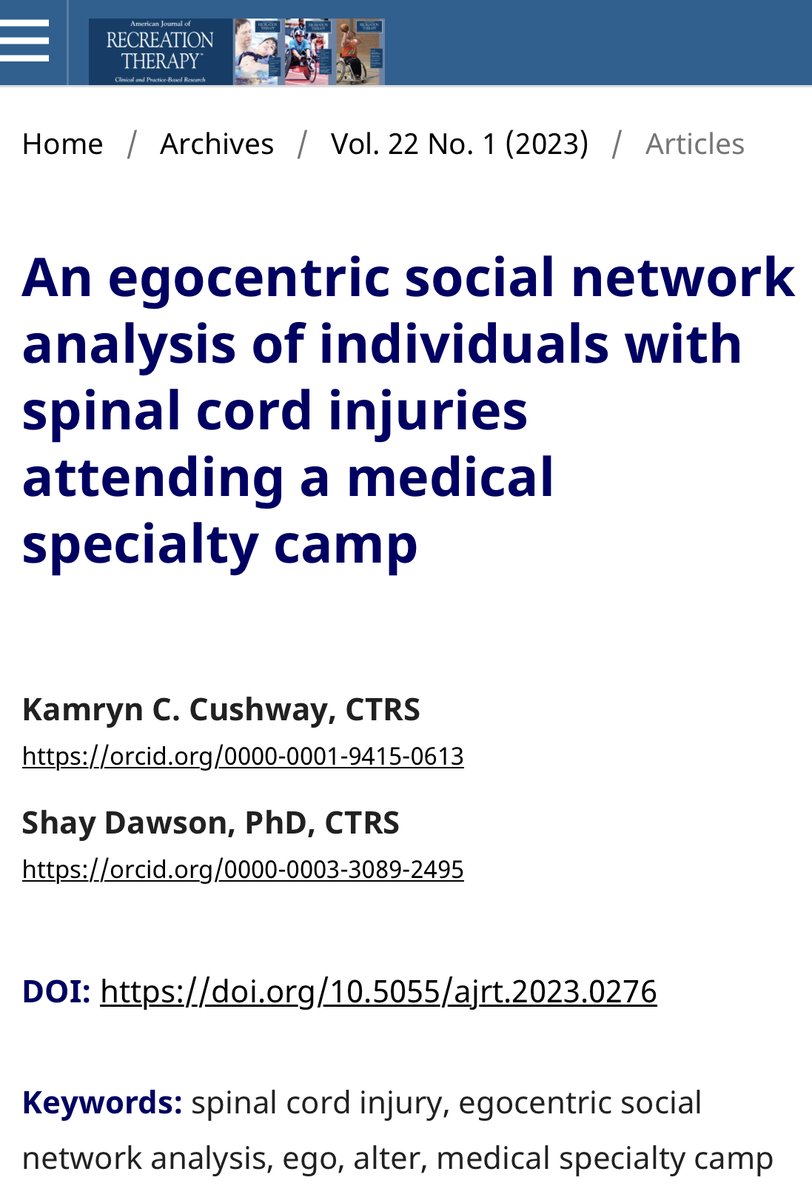 Congrats to Kamryn Cushway on her article about spinal cord injuries published with Dr. Shay Dawson in the American Journal of Recreation Therapy! A remarkable accomplishment for an undergraduate student and the lead author no less! 🔥👆📄 @cmuniversity @cmuehs @cmualumni