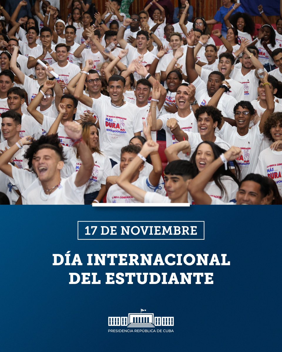 MeyvisEstevezE's tweet photo. Felicidades estudiantes en su día. Que la alegría que ustedes nos transmiten sigan contagiandonos. #DíaDelEstudiante @DiazCanelB @DrRobertoMOjeda @aylinalvarezG https://t.co/COcZ0DmGKw
