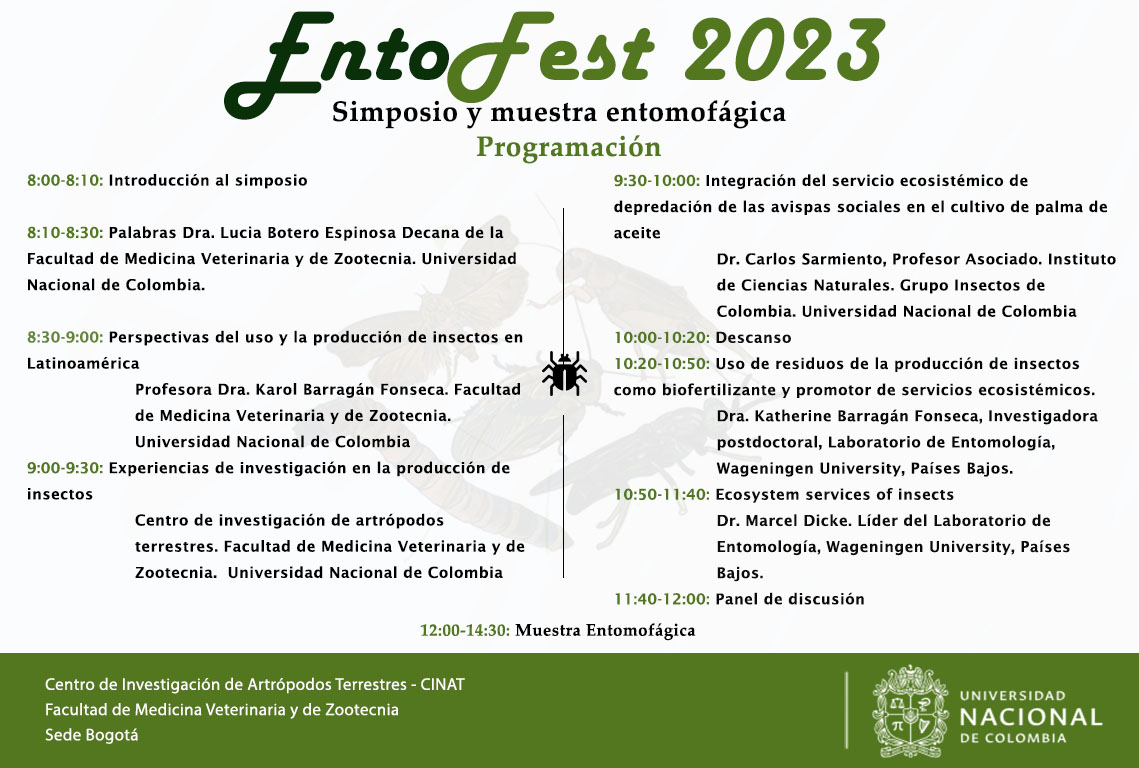 Los esperamos hoy en nuestro #Entofest2023 "Uso de Insectos en Sistemas Agro-alimentarios Sostenibles"

🗓 17 de noviembre 2023
🕗 8:00am - 2:30pm
¡No te quedes por fuera!