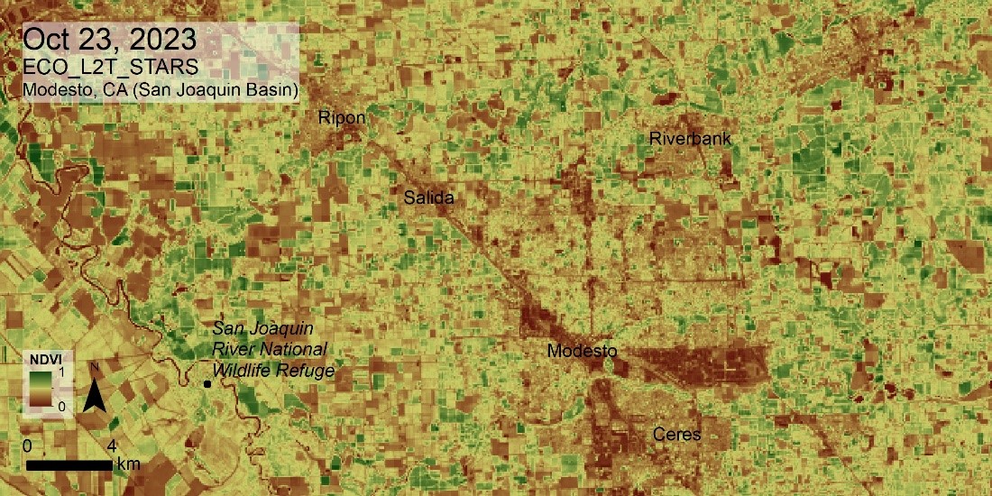 NASAEarthData's tweet photo. New #ECOSTRESS Tiled Ancillary #NDVI and Albedo data are available at NASA's #LPDAAC. These data use the STARS methodology to fuse NASA’s #VIIRS and Harmonized #Landsat and Sentinel-2 (HLS) v2 data for each ECOSTRESS scene. 

Discover data:  https://t.co/sfETpqKw02 https://t.co/kmAMHCxQwj