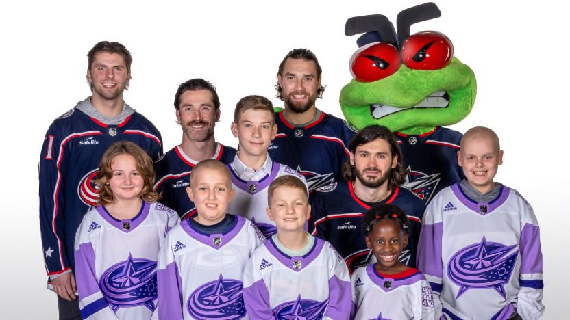 Much gratitude for the efforts of ALL the #CBJ stars to help #HockeyFightsCancer and brighten our journeys - especially for our youngest warriors. Forever indebted. 💜💪💜