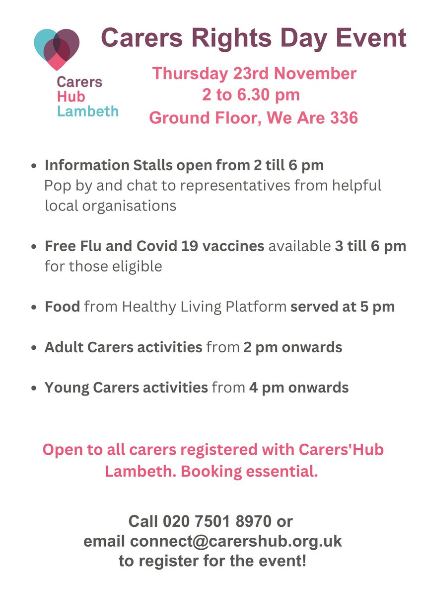 Thursday is #CarersRightsDay2023 and we’ll be celebrating with our Carers. We’re hosting an event with refreshments, wellbeing activities, local partner information and more! Young Carers are invited to attend from 4pm onwards!

Get in touch to book.