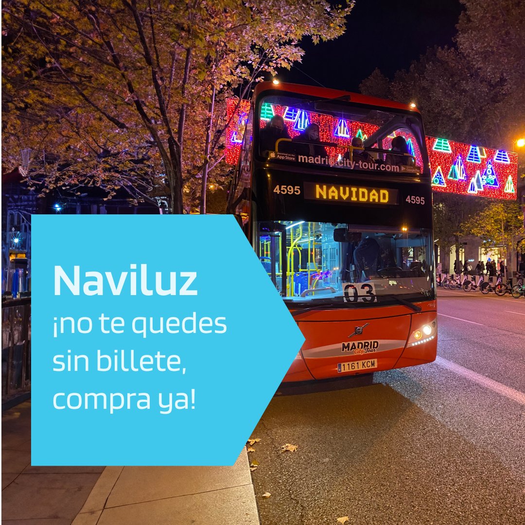Alsa_autobuses's tweet photo. ¡Vuelve el Naviluz! 🚌🎄

La mejor forma de descubrir la iluminación navideña de Madrid es subiéndote al bus de la Navidad 🤩✨

Compra ya tus billetes👉 https://t.co/Mrea0XbU4E

Empieza el 24 de noviembre... ¡qué ganas tenemos de Navidad😍🎄!

#Navidad #Madrid #Luces #Naviluz https://t.co/qHhiBq2qoC
